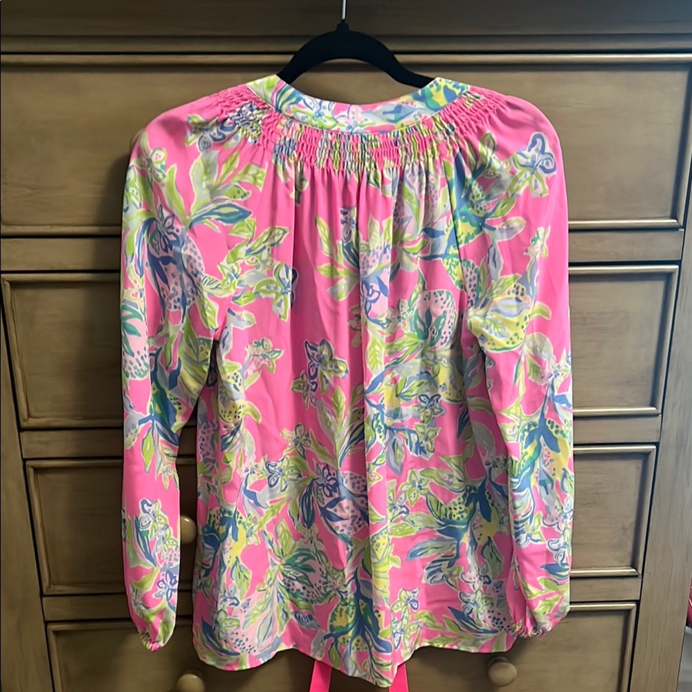 Lilly Pulitzer Pink and Green Floral Blouse - Picture 5 of 5